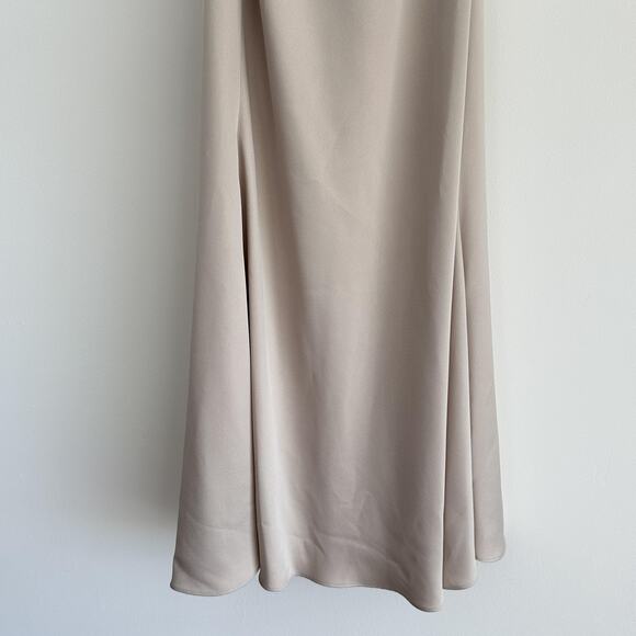 BHLDN Dress Womens 0 Ruby Twist Halter Satin Gown Champagne Elegant Bridesmaids - Picture 6 of 13